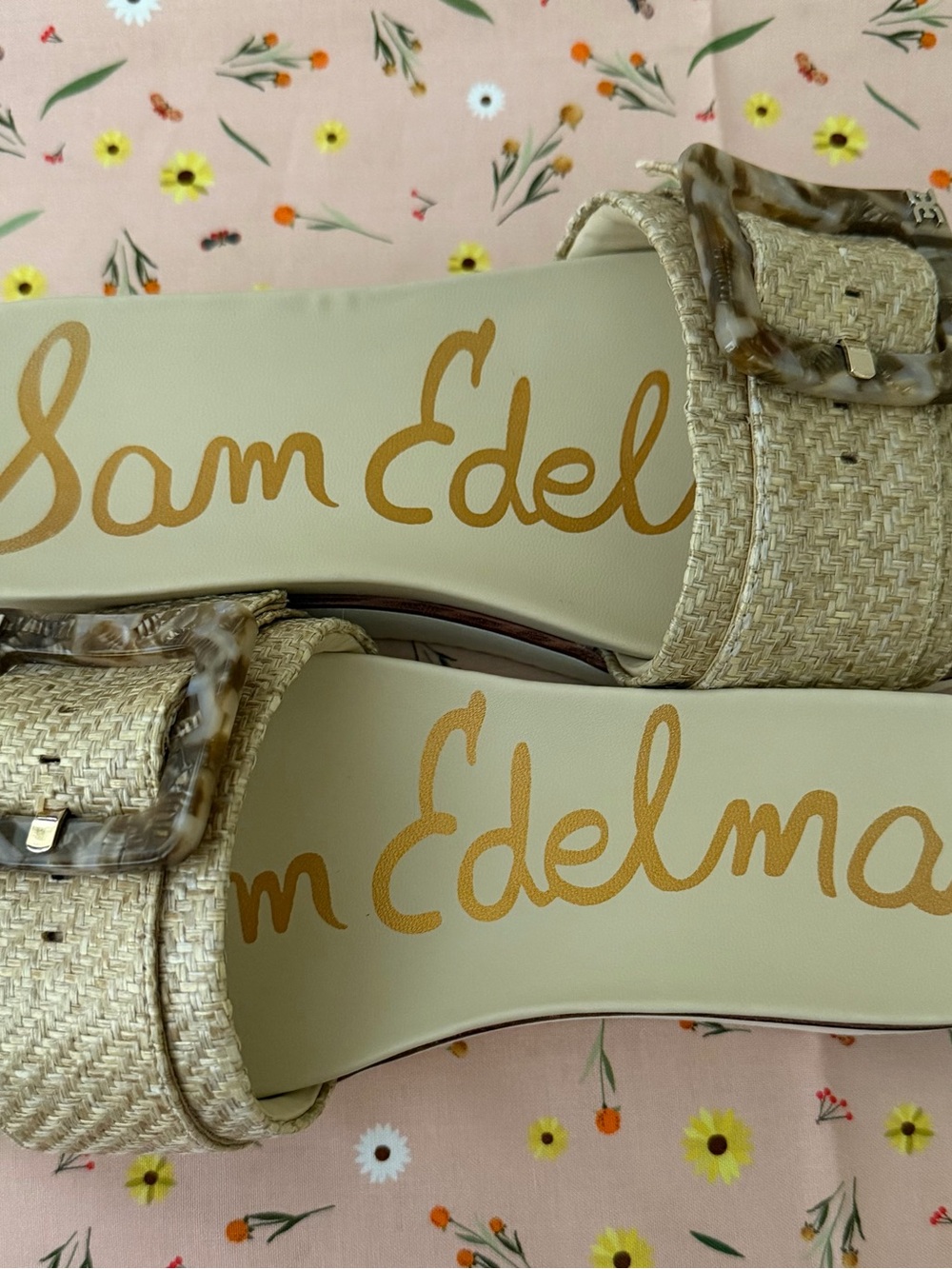 Sam Edelman Beige Woven Buckle Slide Sandals - Picture 2 of 3